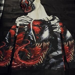 Matching Deadpool/Venom Hoodie And Adjustable Hat (BUNDLE)